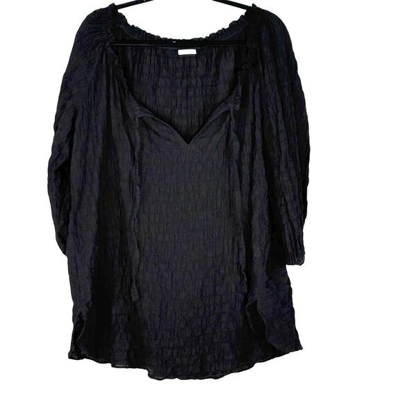 Robin Piccone Size M Fiona Black 3/4 Sleeve Cover up Tunic Boho - Picture 3 of 6